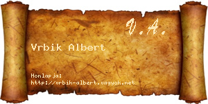 Vrbik Albert névjegykártya
